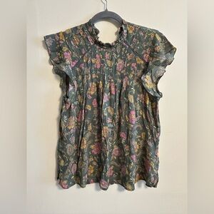 Nanette Lepore Floral Green Top